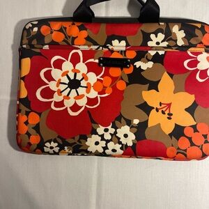 Vera Bradley Vibrant Floral Laptop Bag - Red, Orange, Brown